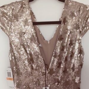 NWT! Dress The Populaton! Gold Sequined Star Dress, Long.